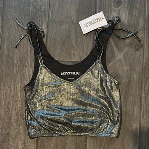 KatieJ Metallic Crop Top